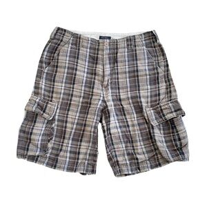 Club Room Tan Plaid Cargo Men’s shorts size 32W